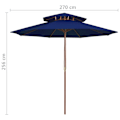 Miniatyrbild 6 av 6: vidaXL Parasoll med två nivåer trästång blå 270 cm Blå
