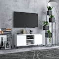 Miniatyrbild 1 av 9: vidaXL TV-bänk med metallben vit 103,5x35x50 cm Vit