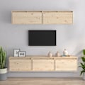 Miniatyrbild 1 av 9: vidaXL TV-bänksset 5 delar massiv furu Brun