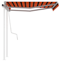 Miniatyrbild 4 av 10: vidaXL Markis med stolpar automatiskt infällbar 3x2,5 m orange/brun Orange