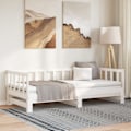 Miniatyrbild 1 av 10: vidaXL Utdragbar dagbädd vit 2x(90x200) cm massiv furu Vit