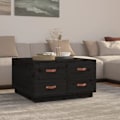 Miniatyrbild 1 av 10: vidaXL Soffbord svart 80x80x45 cm massiv furu Svart