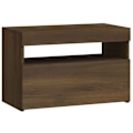 Miniatyrbild 3 av 10: vidaXL Sängbord med LED-belysning brun ek 60x35x40 cm Brun