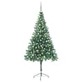 vidaXL Belyst plastgran med kulor 210 cm 910 grenar Grön