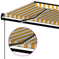 Miniatyrbild 5 av 10: vidaXL Automatisk markis med vindsensor & LED 500x350 cm gul/vit Gul