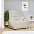 Miniatyrbild 1 av 10: vidaXL Elektrisk reclinerfåtölj gräddvit konstläder Kräm