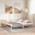 Miniatyrbild 4 av 9: vidaXL Dagbädd utdragbar massiv furu 2x(90x200) cm Brun