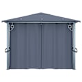 Miniatyrbild 9 av 10: vidaXL Paviljong med gardin & ljusslinga LED 4x3 m antracit aluminium Antracit