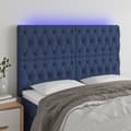 vidaXL Sänggavel LED blå 160x7x118/128 cm tyg Blå