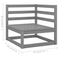 Miniatyrbild 8 av 10: vidaXL Loungegrupp med dynor 10 delar grå massiv furu grå