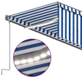 Miniatyrbild 5 av 10: vidaXL Automatisk markis med rullgardin vindsensor LED 6x3 m blå/vit Blå