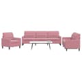 vidaXL Soffgrupp med dynor 3 delar rosa sammet Rosa