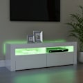 Miniatyrbild 6 av 10: vidaXL TV-bänk med LED-belysning vit högglans 120x35x40 cm Vit