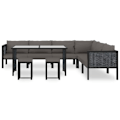 Miniatyrbild 3 av 10: vidaXL Loungeset 9 delar med dynor konstrotting antracit Antracit