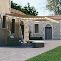 Miniatyrbild 1 av 10: vidaXL Automatisk markis med vindsensor & LED 400x300 cm gul/vit Gul