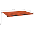 Miniatyrbild 9 av 9: vidaXL Automatisk markis med vindsensor & LED 600x350 cm orange/brun Flerfärgsdesign