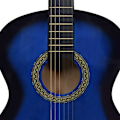 Miniatyrbild 5 av 10: vidaXL Gitarr för nybörjare med fodral klassisk blå 4/4 39"