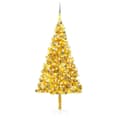 vidaXL Belyst plastgran med kulor guld 210 cm PET Guld