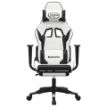 Miniatyrbild 3 av 10: vidaXL Gamingstol med massage och fotstöd vit och svart konstläd Svart