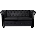 Miniatyrbild 6 av 10: vidaXL Soffset Chesterfield i svart konstläder 2-sitsig + 3-sitsig Svart