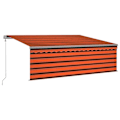 Miniatyrbild 2 av 9: vidaXL Automatisk markis m. vindsensor rullgardin LED 4x3m orange/brun Orange