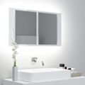 Miniatyrbild 1 av 10: vidaXL Spegelskåp för badrum LED vit högglans 80x12x45 cm akryl Vit