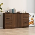 Miniatyrbild 10 av 10: vidaXL Skänkar 3 st brun ek konstruerat trä Brun