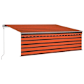 Miniatyrbild 2 av 8: vidaXL Automatisk infällbar markis med rullgardin 4,5x3m orange/brun Orange