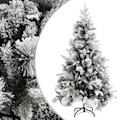 Miniatyrbild 1 av 6: vidaXL Plastgran med snö och kottar 195 cm PVC&PE Grön