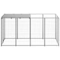 vidaXL Hundgård silver 2,42 m² stål Silver