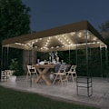 Miniatyrbild 1 av 10: vidaXL Paviljong med ljusslinga LED 3x4 m taupe Taupe