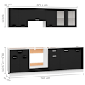 Miniatyrbild 8 av 10: vidaXL Köksskåp set 8 delar svart konstruerat trä Svart