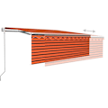 Miniatyrbild 4 av 9: vidaXL Automatisk infällbar markis med rullgardin 4,5x3m orange/brun Orange