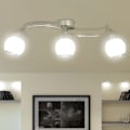 Miniatyrbild 1 av 6: vidaXL Taklampa med glasskärmar böjd skena för 3 E14 glödlampor Vit