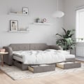 Miniatyrbild 1 av 10: vidaXL Dagbädd utdragbar med lådor taupe 100x200 cm tyg Taupe