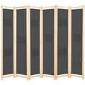 vidaXL Rumsavdelare 6 paneler 240x170x4 cm grå tyg grå