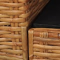 Miniatyrbild 1 av 9: vidaXL 3-sitssoffa med dynor brun äkta rotting Brun