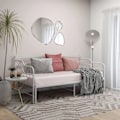 Miniatyrbild 1 av 10: vidaXL Utdragbar sängram bäddsoffa vit metall 90x200 cm Vit