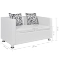 Miniatyrbild 6 av 6: vidaXL Soffa i vit konstläder 2-sitsig Vit
