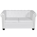 Miniatyrbild 2 av 5: vidaXL Soffa Chesterfield i vit konstläder 2-sitsig Vit