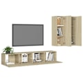 Miniatyrbild 3 av 7: vidaXL TV-skåp set 4 delar sonoma-ek konstruerat trä Brun