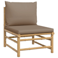 Miniatyrbild 5 av 10: vidaXL Loungegrupp 5 delar taupe dynor bambu Brun