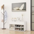Miniatyrbild 1 av 8: vidaXL Skobänk vit högglans 80x30x45 cm konstruerat trä Vit
