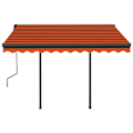 Miniatyrbild 5 av 10: vidaXL Markis med stolpar automatisk infällbar 3x2,5 m orange och brun Orange