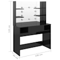 Miniatyrbild 6 av 7: vidaXL Sminkbord med LED-belysning 100x40x135 cm MDF svart glänsande Svart