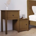 Miniatyrbild 1 av 8: vidaXL Sängbord honungsbrun 79,5x38x65,5 cm massiv furu Brun