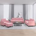 vidaXL Soffgrupp 4 delar rosa sammet Rosa