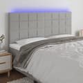 vidaXL Sänggavel LED ljusgrå 180x5x118/128 cm tyg Grå