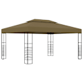 Miniatyrbild 3 av 10: vidaXL Paviljong med ljusslinga LED 3x4 m taupe Taupe
