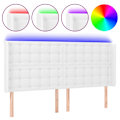 Miniatyrbild 2 av 6: vidaXL Sänggavel LED vit 147x16x118/128 cm konstläder Vit